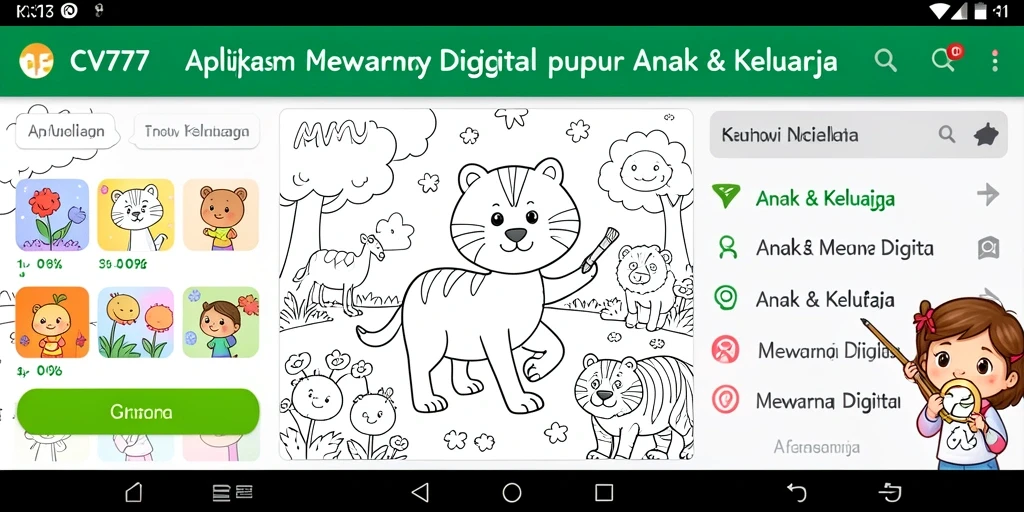 Antarmuka aplikasi CV777 yang interaktif dan berwarna-warni.