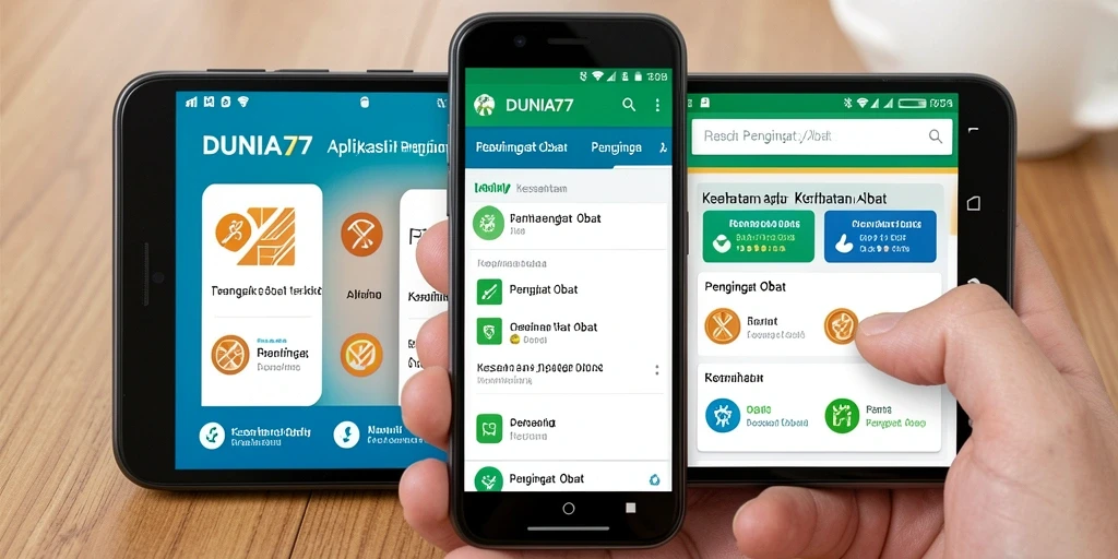 Tampilan antarmuka pengguna DUNIA77 yang memudahkan pengelolaan pengingat obat.
