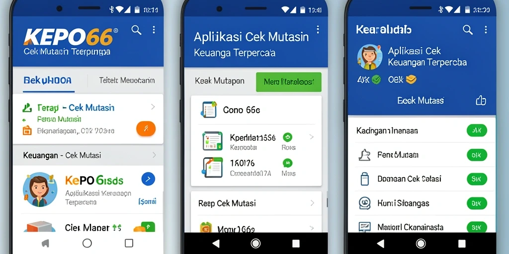 Tampilan antarmuka aplikasi KEPO66 untuk Cek Mutasi Keuangan.