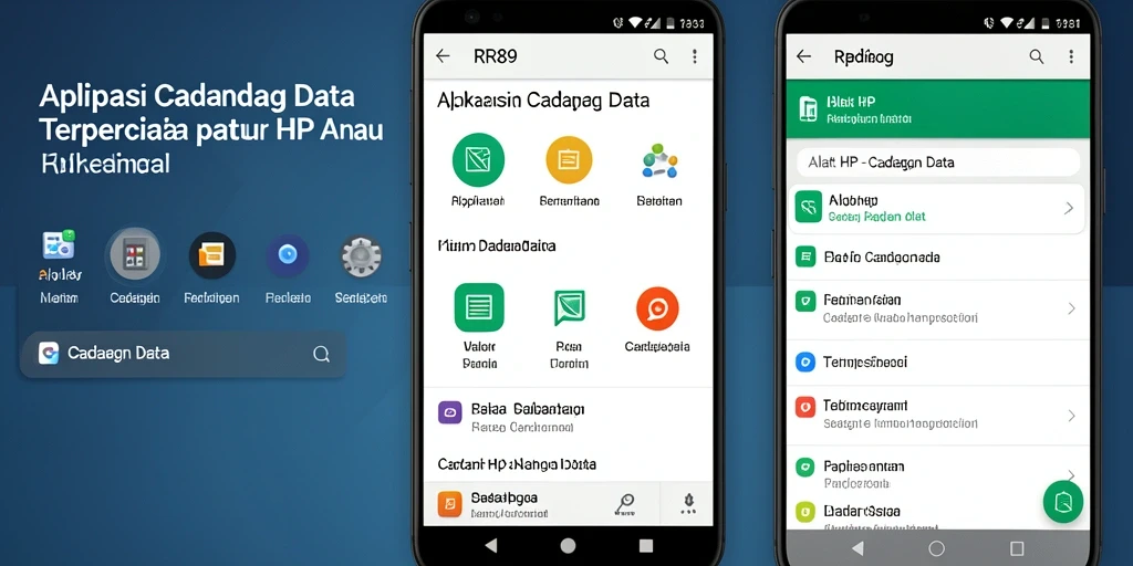 Tampilan antarmuka pengguna aplikasi RR89 untuk cadangan data.