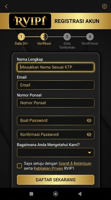 Panduan Registrasi Akun Baru rvip1 di Android